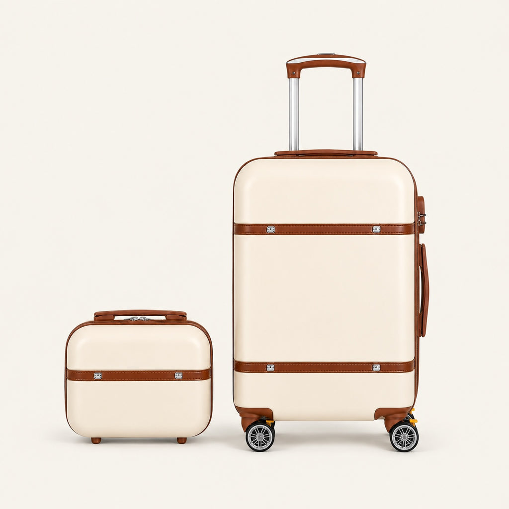 Ensemble valise et vanity assortis — packshot sur fond ivoire