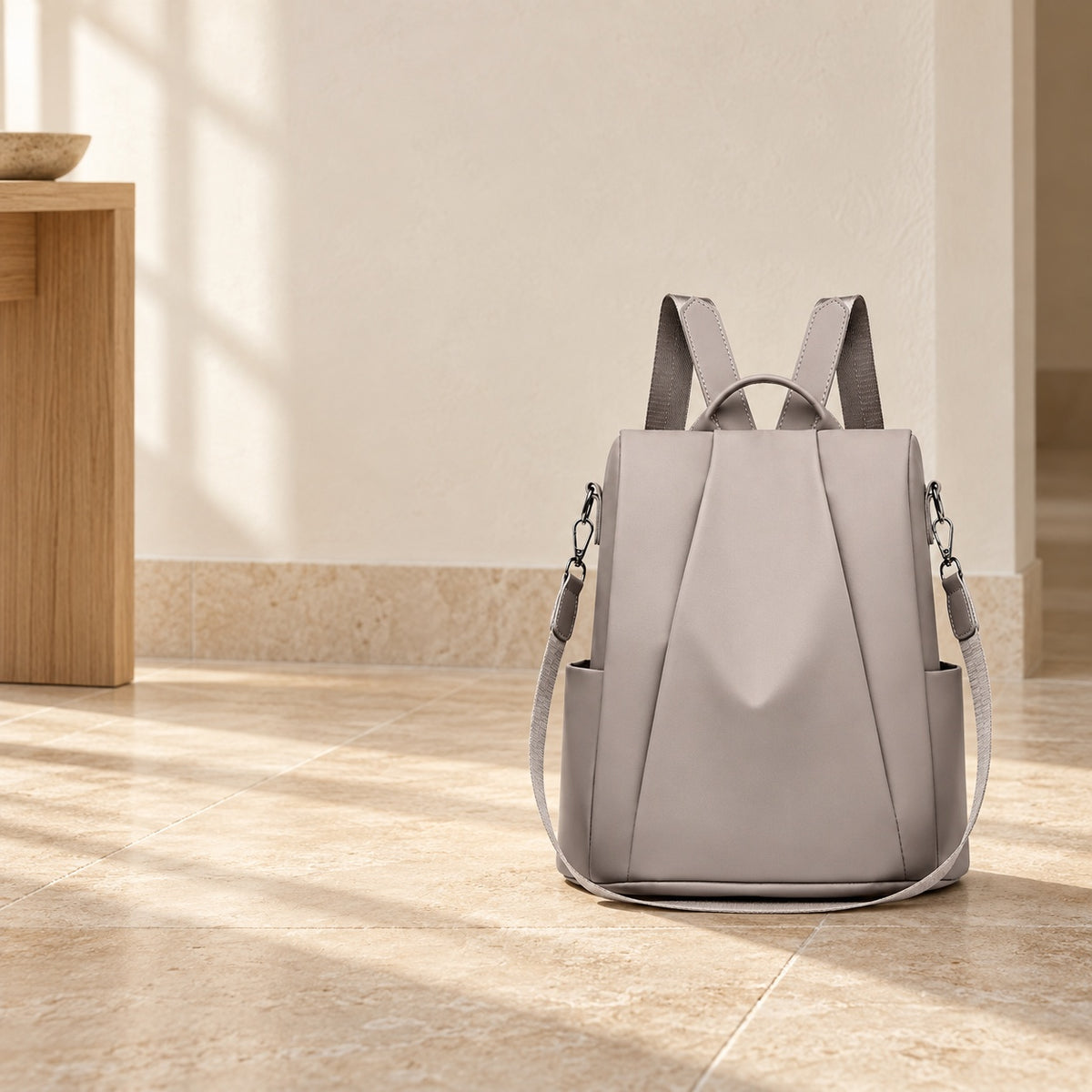 Sac à dos antivol, fermeture dorsale — mise en situation