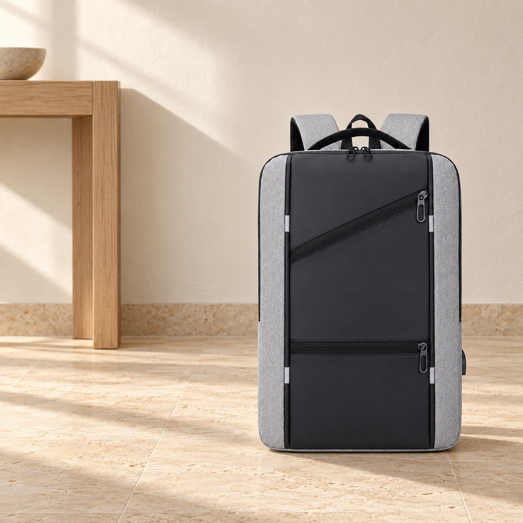 Sac à dos à passage USB, gaine ordinateur — mise en situation