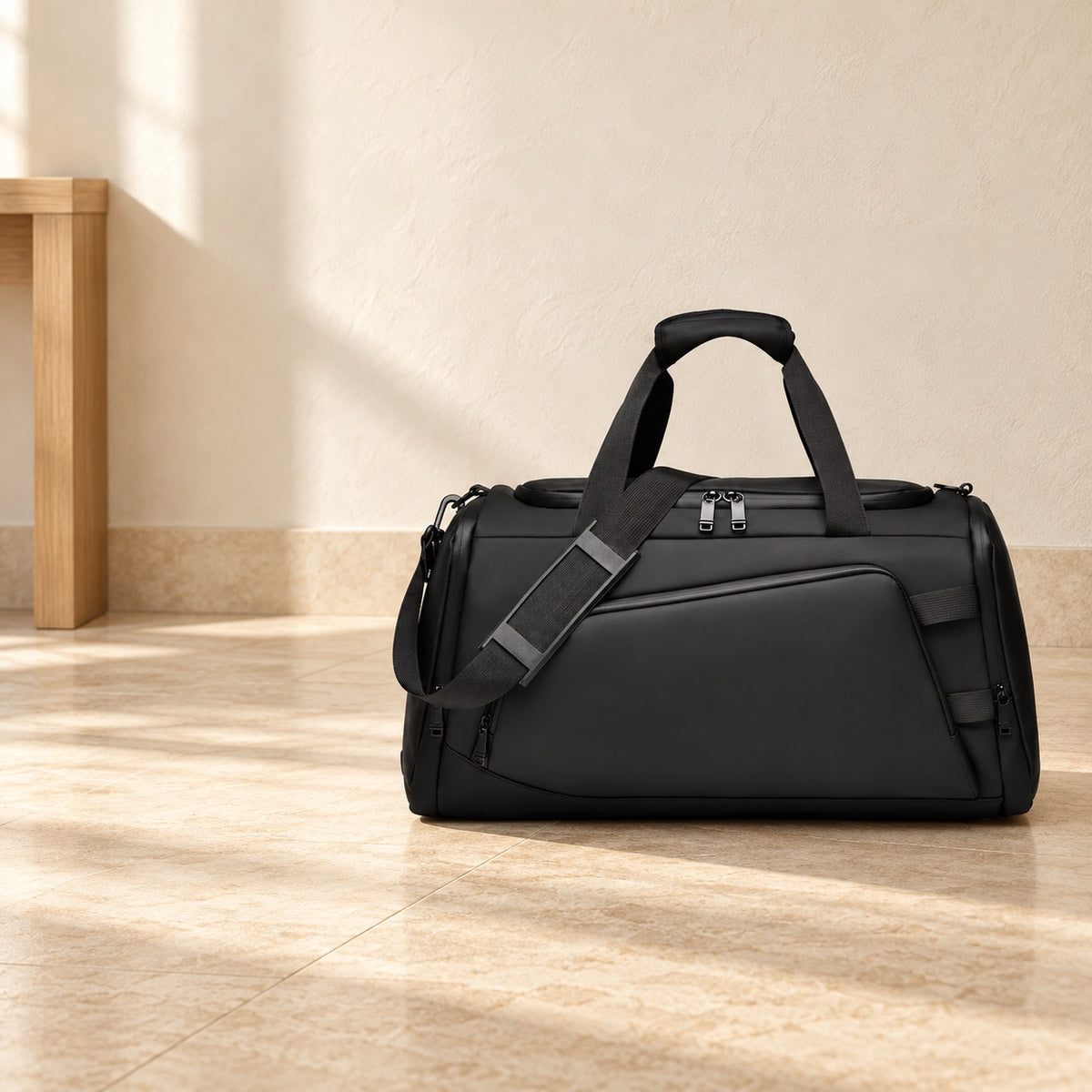 Sac de sport et de voyage, séparation sec et humide — mise en situation
