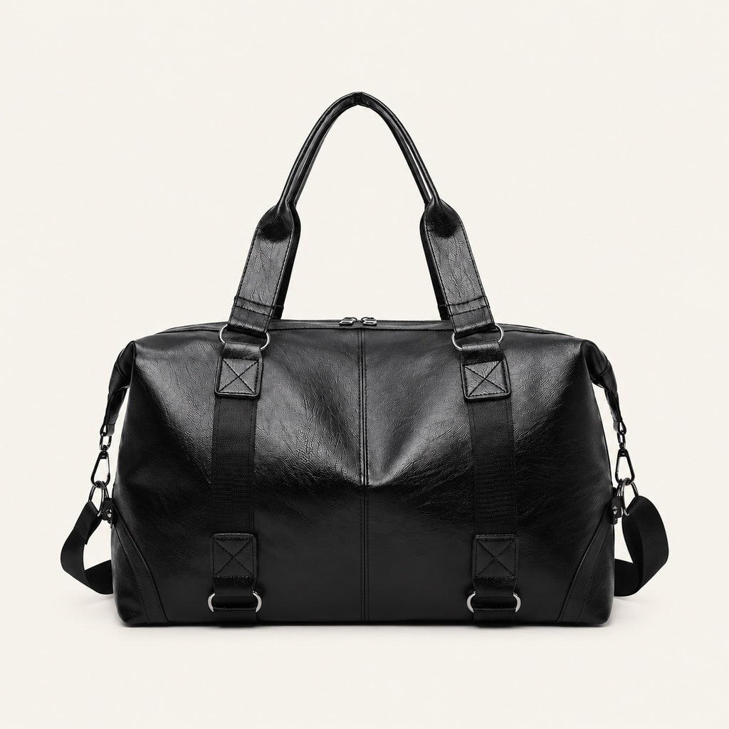 Sac de voyage d'affaires, effet cuir vieilli — packshot sur fond ivoire