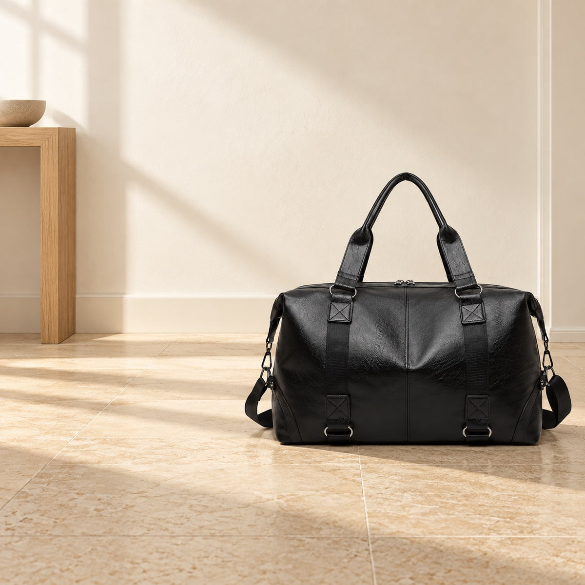 Sac de voyage d'affaires, effet cuir vieilli — mise en situation