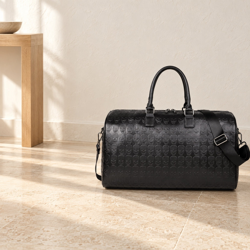 Sac de voyage en cuir synthétique gaufré — mise en situation