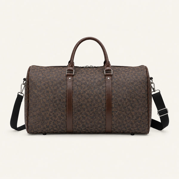 Sac de voyage à empiècements géométriques — packshot sur fond ivoire