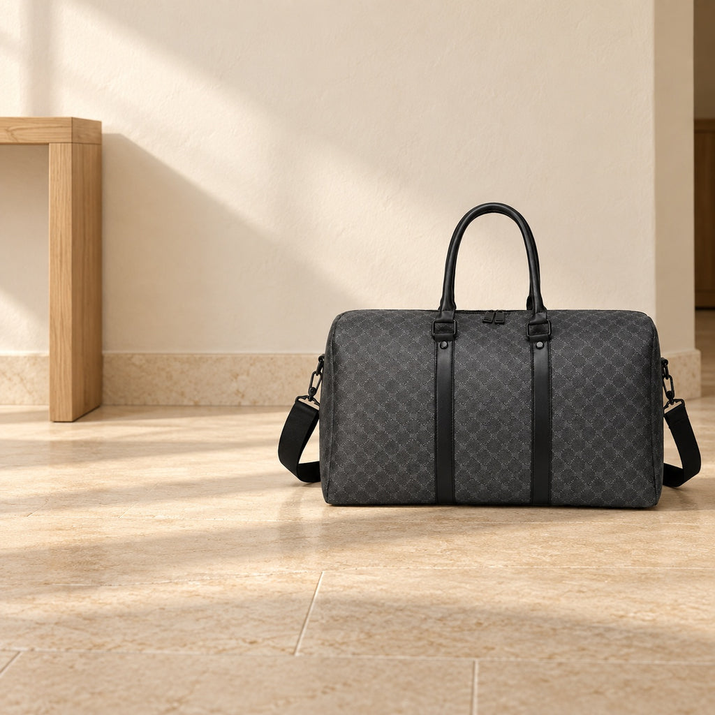 Sac de voyage à motif ton sur ton — mise en situation